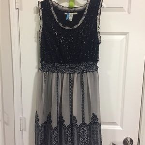Black and Tan sequined cocktail dress